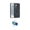 MARSİLYAN™- Galaxy S25 Kılıf Siluet Doku Özel Seri - Siyah 3D Antistatik Cam Ekran Koruyucu
