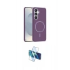 MARSİLYAN™- Galaxy S25 Kılıf Siluet Doku Özel Seri - Siyah 3D Antistatik Cam Ekran Koruyucu