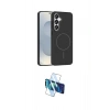 MARSİLYAN™- Galaxy S25 Kılıf Siluet Doku Özel Seri - Siyah 3D Antistatik Cam Ekran Koruyucu