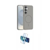 MARSİLYAN™- Galaxy S25 Kılıf Siluet Doku Özel Seri - Siyah 3D Antistatik Cam Ekran Koruyucu
