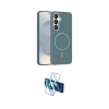MARSİLYAN™- Galaxy S25 Kılıf Siluet Doku Özel Seri - Siyah 3D Antistatik Cam Ekran Koruyucu