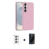 MARSİLYAN™- Galaxy S25 Kılıf Siluet Doku Özel Seri - Siyah 3D Antistatik Hayalet Cam Ekran Koruyucu + Raze Metal Kamera Lens - GS