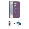 MARSİLYAN™- Galaxy S25 Kılıf Siluet Doku Özel Seri - Siyah 3D Antistatik Seramik Nano Ekran Koruyucu + Raze Metal Kamera Lens - GS