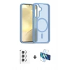 MARSİLYAN™- Galaxy S25 Kılıf Siluet Minimal Prime - Siyah 3D Antistatik Seramik Nano Ekran Koruyucu + Raze Metal Kamera Lens - GS