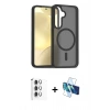 MARSİLYAN™- Galaxy S25 Kılıf Siluet Minimal Prime - Siyah 3D Antistatik Seramik Nano Ekran Koruyucu + Raze Metal Kamera Lens - GS