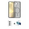 MARSİLYAN™- Galaxy S25 Kılıf Siluet Minimal Prime - Siyah 3D Antistatik Seramik Nano Ekran Koruyucu + Raze Metal Kamera Lens - GS