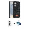 MARSİLYAN™- Galaxy S25 Kılıf Vadi Klasik Serisi - Siyah 3D Antistatik Seramik Nano Ekran Koruyucu + Raze Metal Kamera Lens - GS