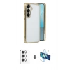 MARSİLYAN™- Galaxy S25 Kılıf Vadi Minimal - Siyah 3D Antistatik Seramik Nano Ekran Koruyucu + Raze Metal Kamera Lens - GS