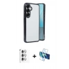 MARSİLYAN™- Galaxy S25 Kılıf Vadi Minimal - Siyah 3D Antistatik Seramik Nano Ekran Koruyucu + Raze Metal Kamera Lens - GS