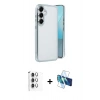 MARSİLYAN™- Galaxy S25 Kılıf Vadi Minimal - Siyah 3D Antistatik Seramik Nano Ekran Koruyucu + Raze Metal Kamera Lens - GS