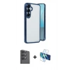 MARSİLYAN™- Galaxy S25 Kılıf Vadi Minimal - Siyah 3D Antistatik Seramik Nano Ekran Koruyucu + Raze Metal Kamera Lens - SH