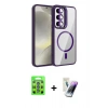 MARSİLYAN™- Galaxy S25 Kılıf Yadigar Asil Koleksiyonu - Şeffaf Pasifik Cam Ekran Koruyucu + Raze Metal Kamera Lens - MI