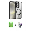 MARSİLYAN™- Galaxy S25 Kılıf Yadigar Asil Koleksiyonu - Şeffaf Pasifik Cam Ekran Koruyucu + Raze Metal Kamera Lens - MI