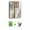 MARSİLYAN™- Galaxy S25 Kılıf Yadigar Asil Koleksiyonu - Şeffaf Pasifik Cam Ekran Koruyucu + Raze Metal Kamera Lens - MI