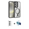 MARSİLYAN™- Galaxy S25 Kılıf Yadigar Asil Koleksiyonu - Siyah 3D Antistatik Cam Ekran Koruyucu + Raze Metal Kamera Lens - GS
