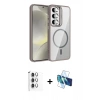 MARSİLYAN™- Galaxy S25 Kılıf Yadigar Asil Koleksiyonu - Siyah 3D Antistatik Cam Ekran Koruyucu + Raze Metal Kamera Lens - GS