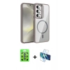 MARSİLYAN™- Galaxy S25 Kılıf Yadigar Asil Koleksiyonu - Siyah 3D Antistatik Cam Ekran Koruyucu + Raze Metal Kamera Lens - MI