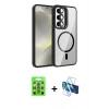 MARSİLYAN™- Galaxy S25 Kılıf Yadigar Asil Koleksiyonu - Siyah 3D Antistatik Cam Ekran Koruyucu + Raze Metal Kamera Lens - MI