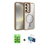 MARSİLYAN™- Galaxy S25 Kılıf Yadigar Asil Koleksiyonu - Siyah 3D Antistatik Cam Ekran Koruyucu + Raze Metal Kamera Lens - MI
