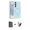 MARSİLYAN™- Galaxy S25 Kılıf Yankı Form Serisi - Şeffaf Pasifik Cam Ekran Koruyucu + Raze Metal Kamera Lens - SH
