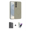 MARSİLYAN™- Galaxy S25 Kılıf Yankı Form Serisi - Şeffaf Pasifik Cam Ekran Koruyucu + Raze Metal Kamera Lens - SH