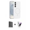 MARSİLYAN™- Galaxy S25 Kılıf Yankı Form Serisi - Şeffaf Pasifik Cam Ekran Koruyucu + Raze Metal Kamera Lens - SH