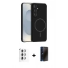 MARSİLYAN™- Galaxy S25 Kılıf Yankı Form Serisi - Siyah 3D Antistatik Hayalet Cam Ekran Koruyucu + Raze Metal Kamera Lens - GS