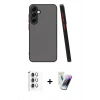 MARSİLYAN™- Galaxy S25 Plus Kılıf Ahenk Çizgi Serisi - Şeffaf Pasifik Cam Ekran Koruyucu + Gümüş Raze Metal Kamera Lens