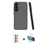 MARSİLYAN™- Galaxy S25 Plus Kılıf Ahenk Çizgi Serisi - Siyah 3D Antistatik Seramik Nano Ekran Koruyucu + Raze Metal Kamera Lens - GS