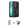 MARSİLYAN™- Galaxy S25 Plus Kılıf Ahenk Klasik - Şeffaf Pasifik Cam Ekran Koruyucu + Raze Metal Kamera Lens - GS