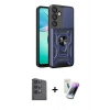 MARSİLYAN™- Galaxy S25 Plus Kılıf Ahenk Klasik - Şeffaf Pasifik Cam Ekran Koruyucu + Raze Metal Kamera Lens - SH