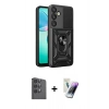 MARSİLYAN™- Galaxy S25 Plus Kılıf Ahenk Klasik - Şeffaf Pasifik Cam Ekran Koruyucu + Raze Metal Kamera Lens - SH