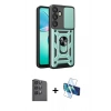 MARSİLYAN™- Galaxy S25 Plus Kılıf Ahenk Klasik - Siyah 3D Antistatik Cam Ekran Koruyucu + Raze Metal Kamera Lens - SH
