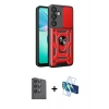 MARSİLYAN™- Galaxy S25 Plus Kılıf Ahenk Klasik - Siyah 3D Antistatik Cam Ekran Koruyucu + Raze Metal Kamera Lens - SH