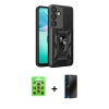 MARSİLYAN™- Galaxy S25 Plus Kılıf Ahenk Klasik - Siyah 3D Antistatik Hayalet Cam Ekran Koruyucu + Raze Metal Kamera Lens - LI