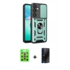 MARSİLYAN™- Galaxy S25 Plus Kılıf Ahenk Klasik - Siyah 3D Antistatik Hayalet Cam Ekran Koruyucu + Raze Metal Kamera Lens - LI