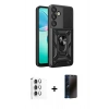 MARSİLYAN™- Galaxy S25 Plus Kılıf Ahenk Klasik - Siyah 3D Antistatik Hayalet Cam Ekran Koruyucu + Raze Metal Kamera Lens - GS
