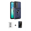 MARSİLYAN™- Galaxy S25 Plus Kılıf Ahenk Klasik - Siyah 3D Antistatik Hayalet Cam Ekran Koruyucu + Raze Metal Kamera Lens - GS