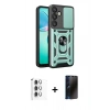 MARSİLYAN™- Galaxy S25 Plus Kılıf Ahenk Klasik - Siyah 3D Antistatik Hayalet Cam Ekran Koruyucu + Raze Metal Kamera Lens - GS