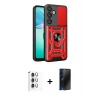 MARSİLYAN™- Galaxy S25 Plus Kılıf Ahenk Klasik - Siyah 3D Antistatik Hayalet Cam Ekran Koruyucu + Raze Metal Kamera Lens - GS
