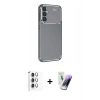 MARSİLYAN™- Galaxy S25 Plus Kılıf Eksen Form Prime - Şeffaf Pasifik Cam Ekran Koruyucu + Gümüş Raze Metal Kamera Lens