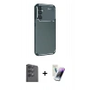 MARSİLYAN™- Galaxy S25 Plus Kılıf Eksen Form Prime - Şeffaf Pasifik Cam Ekran Koruyucu + Raze Metal Kamera Lens - SH