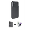 MARSİLYAN™- Galaxy S25 Plus Kılıf Eksen Form Prime - Şeffaf Pasifik Cam Ekran Koruyucu + Raze Metal Kamera Lens - SH
