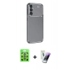 MARSİLYAN™- Galaxy S25 Plus Kılıf Eksen Form Prime - Şeffaf Pasifik Cam Ekran Koruyucu + Raze Metal Kamera Lens - MI