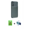 MARSİLYAN™- Galaxy S25 Plus Kılıf Eksen Form Prime - Siyah 3D Antistatik Cam Ekran Koruyucu + Raze Metal Kamera Lens - LI
