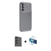 MARSİLYAN™- Galaxy S25 Plus Kılıf Eksen Form Prime - Siyah 3D Antistatik Cam Ekran Koruyucu + Raze Metal Kamera Lens - SH