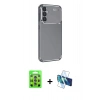 MARSİLYAN™- Galaxy S25 Plus Kılıf Eksen Form Prime - Siyah 3D Antistatik Seramik Nano Ekran Koruyucu + Raze Metal Kamera Lens - LI