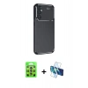 MARSİLYAN™- Galaxy S25 Plus Kılıf Eksen Form Prime - Siyah 3D Antistatik Seramik Nano Ekran Koruyucu + Raze Metal Kamera Lens - LI