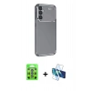 MARSİLYAN™- Galaxy S25 Plus Kılıf Eksen Form Prime - Siyah 3D Antistatik Seramik Nano Ekran Koruyucu + Raze Metal Kamera Lens - MI