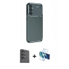 MARSİLYAN™- Galaxy S25 Plus Kılıf Eksen Form Prime - Siyah 3D Antistatik Seramik Nano Ekran Koruyucu + Raze Metal Kamera Lens - SH